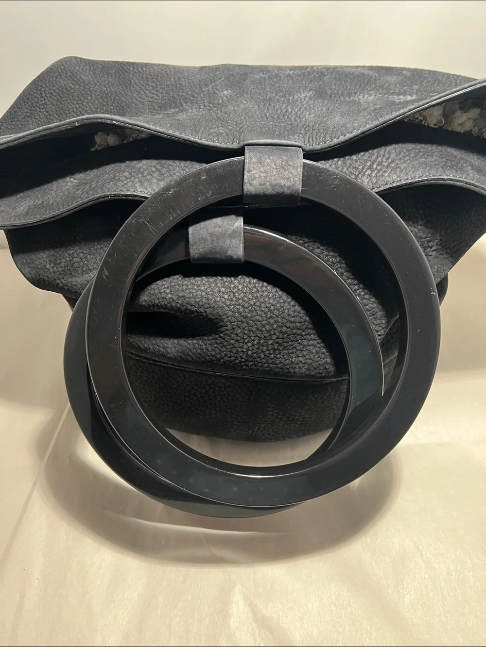Simon Miller Bonzai Black Textured Leather Tote with Circular Handle authentic
